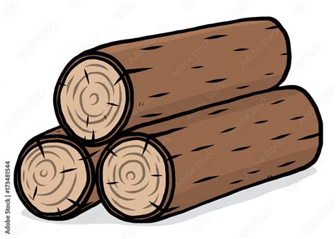 three logs / cartoon vector and illustration, hand drawn style, isolated on white background ...