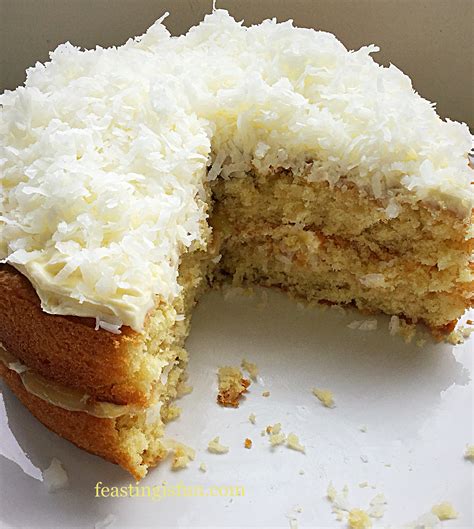 Lemon Coconut Sponge Layer Cake - Feasting Is Fun