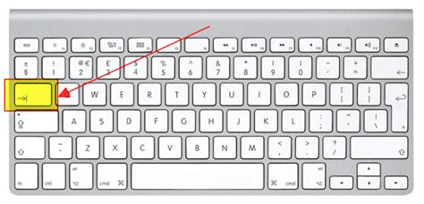 What key on a Mac keyboard corresponds to the ⇥ symbol? - Super User