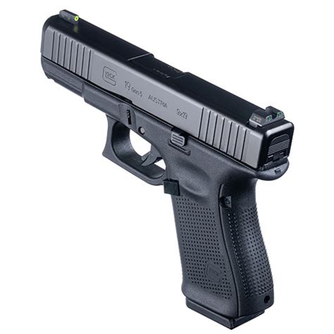 Glock 19 Gen 5 9MM Compact Pistol - Ameriglo Agent Night Sights, 15Rd Capacity, Matte Black Finish