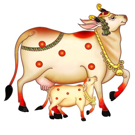 Pichwai Cow With Calf, Mother Cow With Baby Calf, Pichhwai Art Indian Ethnic Traditional Folk ...