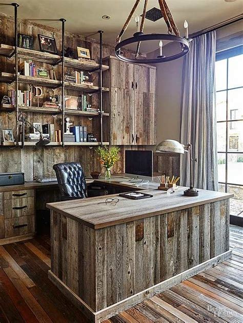 45 Amazing Home Office Design Ideas With Rustic Style Furnitures | Rustic home offices, Home ...