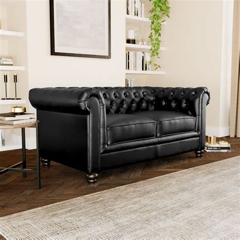 Seater Black Leather Chesterfield Sofa | vlr.eng.br