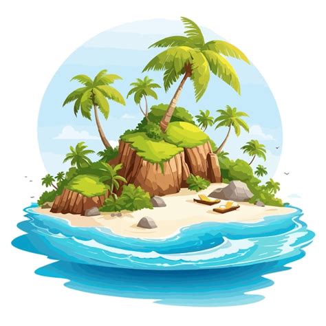 Premium Vector | Exotic island vector on a white background