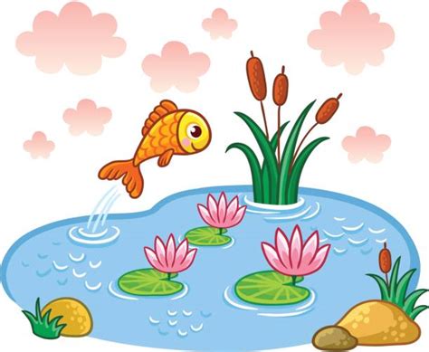 Cartoon Of Fish Pond Illustrations, Royalty-Free Vector Graphics & Clip Art - iStock