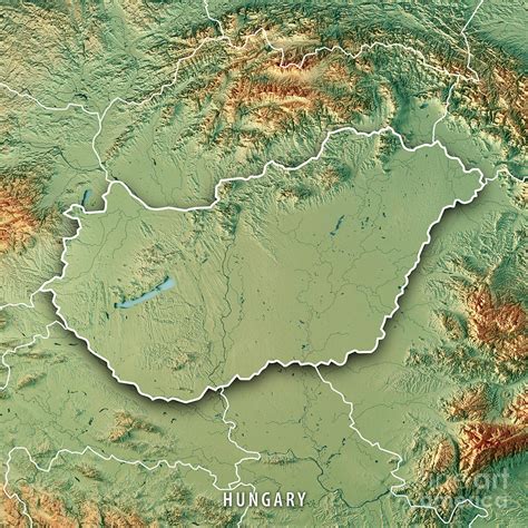 Hungary Country 3D Render Topographic Map Border Digital Art by Frank Ramspott - Fine Art America