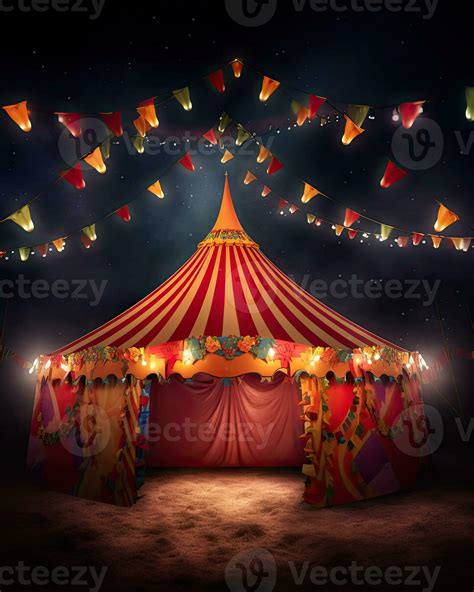 A circus tent with a banner in Night Lights, Generative AI 28572127 Stock Photo at Vecteezy