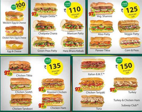 Subway Menu