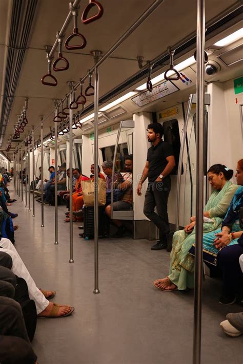 Metro Subway Underground Metro Inside Train in New Delhi. Editorial ...