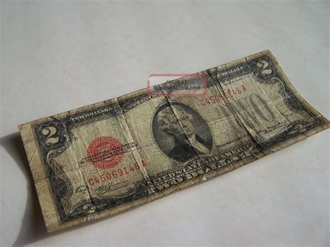 1928 D Series 2 Dollar Bill Red Seal / Large " Two