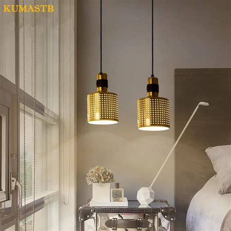 Creative Multiholes Lampshade Hanging Lamp Bedroom Bedside Small Metal Light Fixture Designer ...