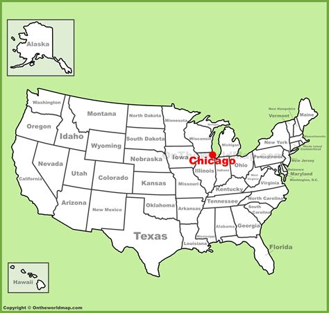 Chicago location on the U.S. Map