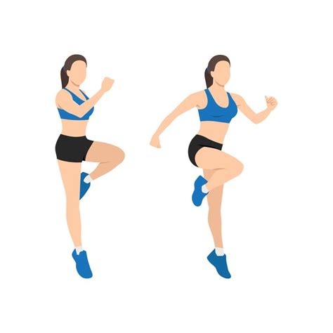 Download the Woman doing Power skips exercise. Flat vector illustration isolated on white ...