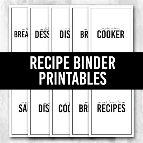 Recipe Binder Printables Recipe Book Recipe Dividers Family - Etsy