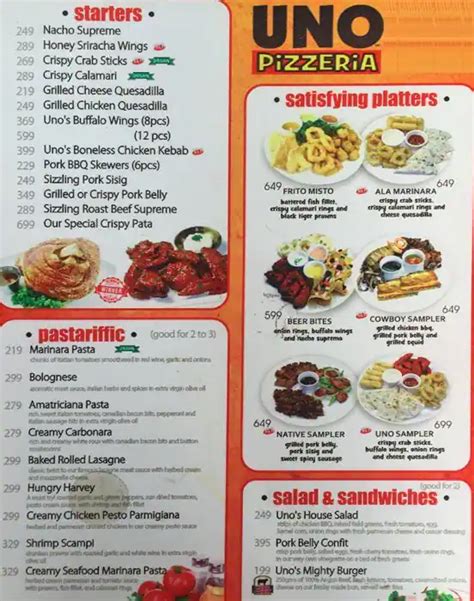 UNO Pizzeria Menu, Menu for UNO Pizzeria, Mall of Asia Complex (MOA), Pasay City - Zomato ...