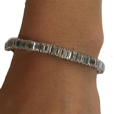 Baguette Cut Diamonds Platinum Bracelet at 1stDibs | baguette cut tennis bracelet, baguette cut ...