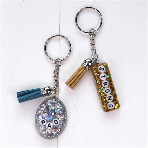 Glitter Resin Keychains with Power Words DIY - Resin Crafts Blog