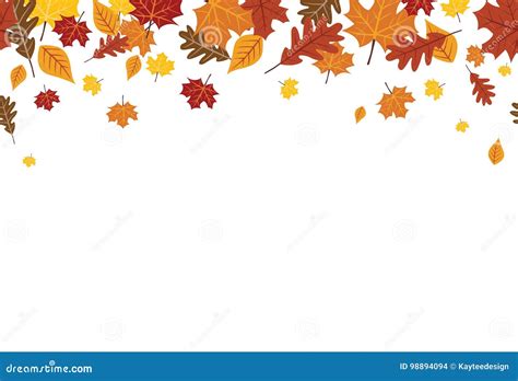 Seamless Bright Fall Autumn Leaves Border 1 Stock Vector - Illustration of thanksgiving, nature ...