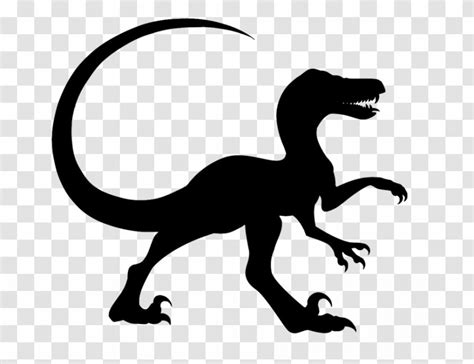 Velociraptor Clip Art Character Line Silhouette - Animal Figure - Blackandwhite Transparent PNG