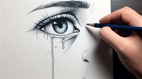 Hand Drawing An Eye With Tears Background, Sad Picture To Draw Easy, Drawing, Black Background ...