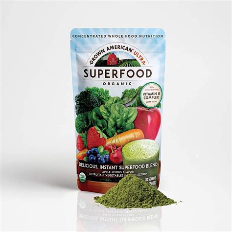 Grown American Superfood Ultra Organic Whole Fruits and Vegetables Concentrated Green Powder ...