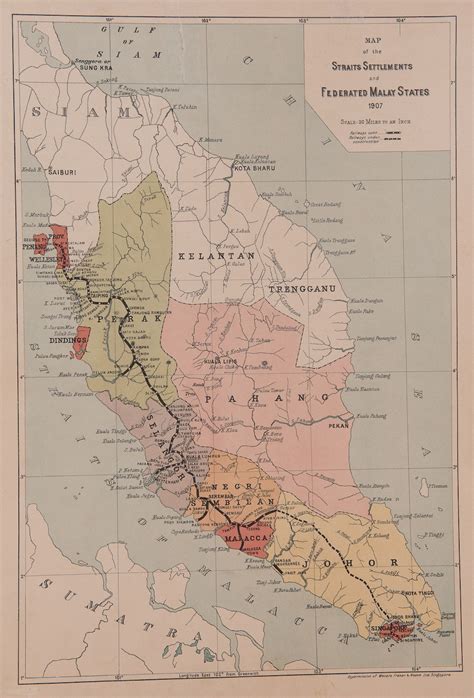 Antique Map Federated Malay States (Singapore Map) - SOLD