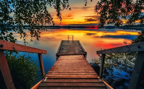 Download Tree Dock Sunset Earth Photography Lake HD Wallpaper