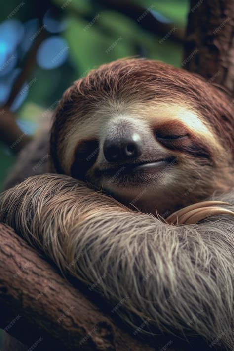 Premium AI Image | a sloth sleeping in a tree