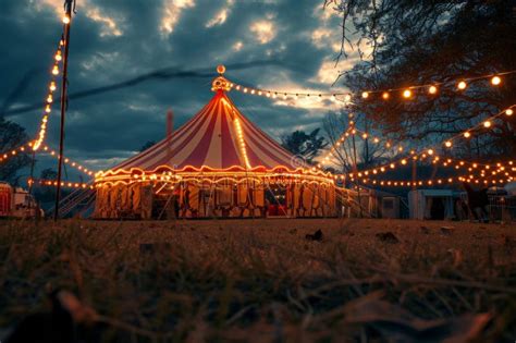 Circus Tent with Illuminations Lights at Night. Stock Photo - Image of arena, glowing: 302913570