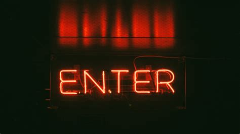 Red Enter neon light signage, neon, photography, signs, enter HD ...