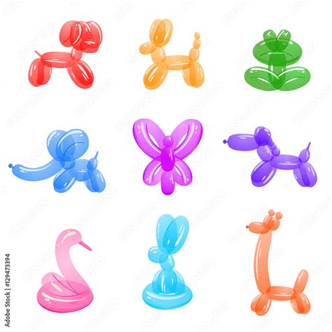 Animal balloons. Vector balloon animals for happy kids party isolated on white background Stock ...