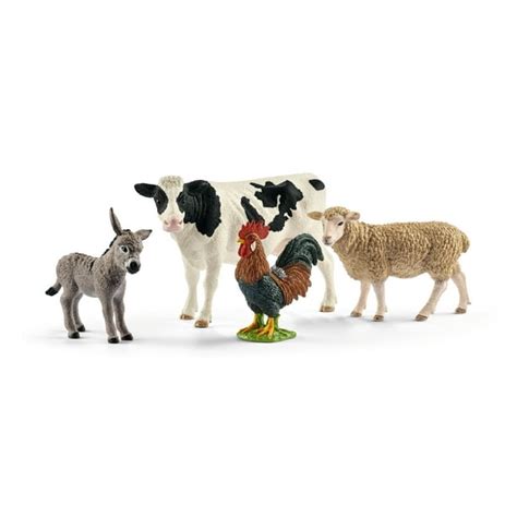 Schleich Farm World, Farm World Starter Set (Cow, Donkey, Rooster, Sheep) Toy Figures - Walmart ...