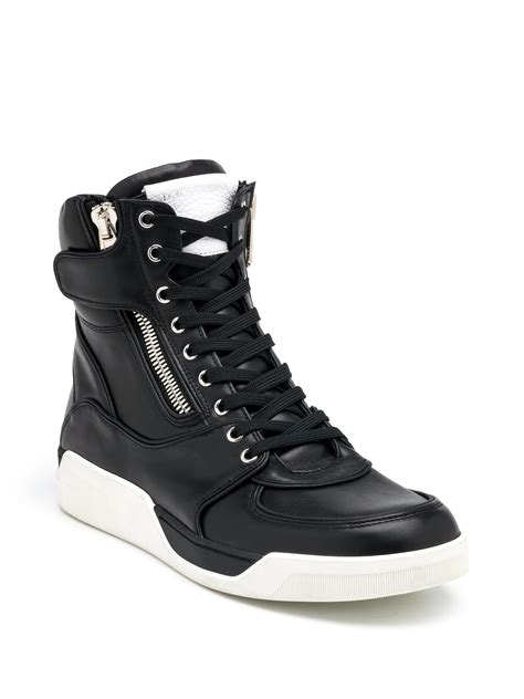 Lyst - Dolce & Gabbana Side-zip High-top Leather Sneakers in Black for Men