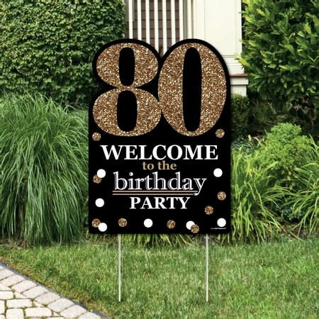 Adult 80th Birthday - Gold - Party Decorations - Birthday Party Welcome Yard Sign - Walmart.com