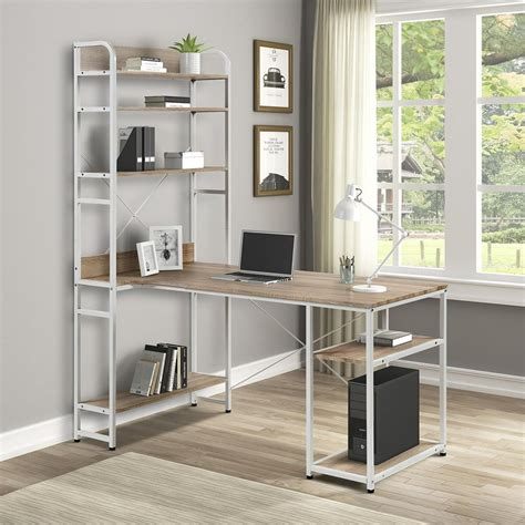 Computer Desk with Storage Shelves Modern Writing Home Office Desks ...