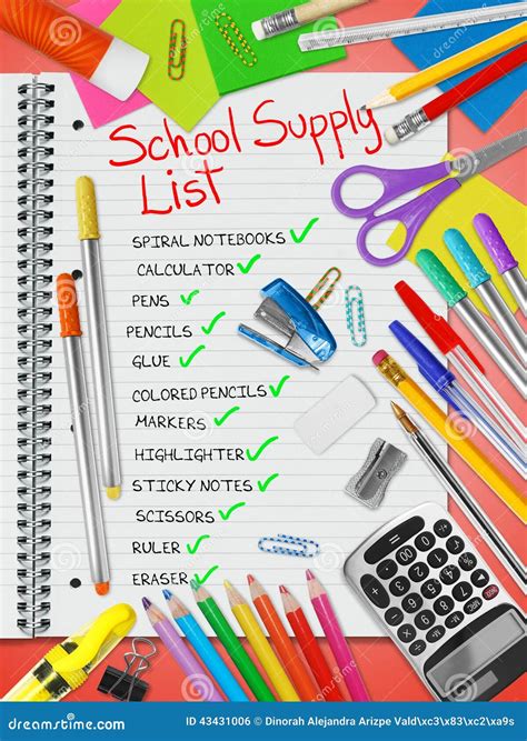 School Supply List Stock Photo - Image: 43431006