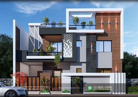 a modern style house with lots of windows and balconies on the second floor