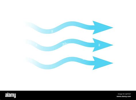 Air flow. Blue arrow showing direction of air movement. Wind direction ...