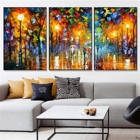 3 piece canvas art abstract paintings acrylic wall decor cheap Modern paintings palette knife ...