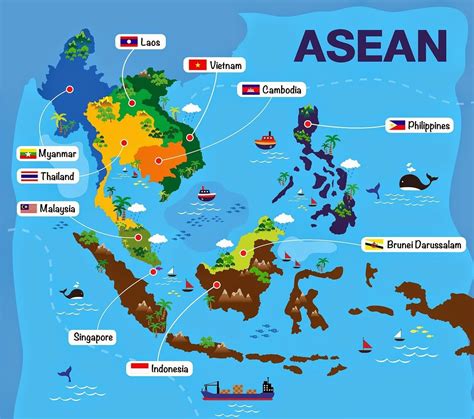 PENGERTIAN PETA ASEAN SECARA LENGKAP KAMU HARUS TAHU | Cartoon map, Map, Asia map