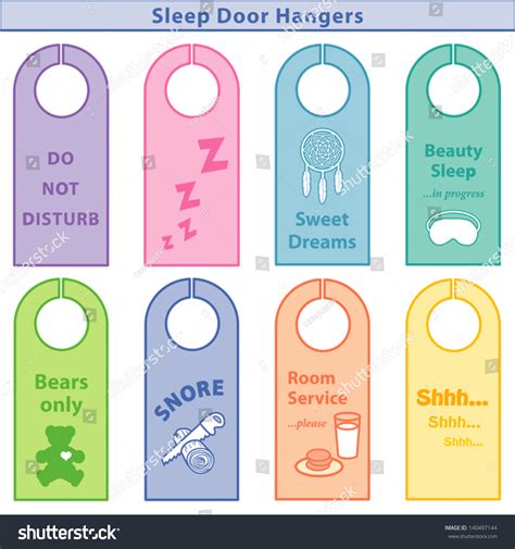 Bedroom Door Hanger Sleep Signs Pastel Stock Vector (Royalty Free) 140497144