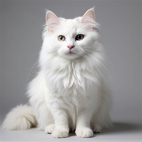 Premium AI Image | a white angora cat on a white background