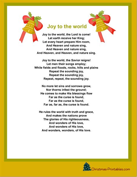 Joy To The World Christmas Carol Lyrics – Christmas Carol