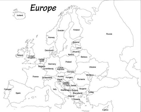 Outline Map of Europe | Printable Blank Map of Europe