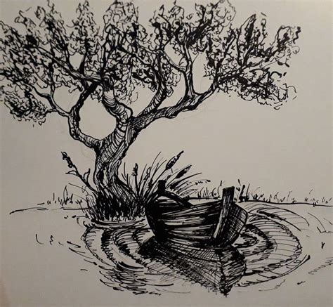 ink and pen drawing landscape | Illustrazioni d'arte, Disegni a carboncino, Disegni