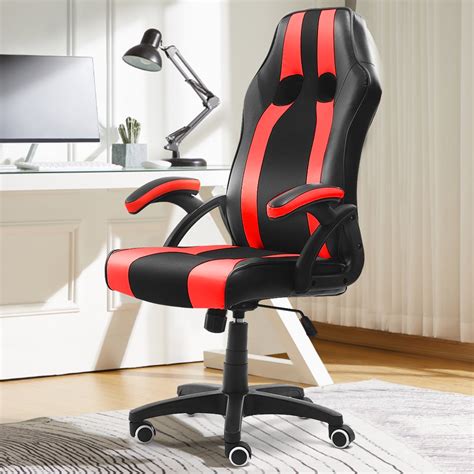 Gaming Office Chair, High-Back PU Leather Racing Chair, Computer Executive Desk Chairs Swivel ...