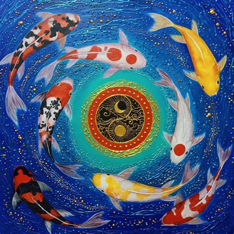 Famous Japanese Koi Canvas Painting For Sale - Home Decor