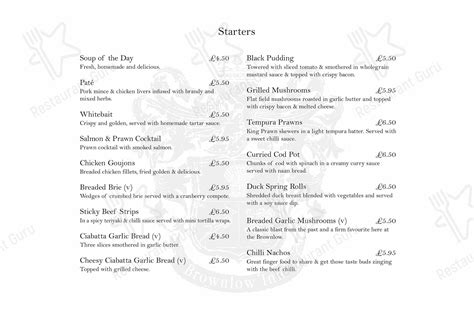 Menu at The Brownlow Inn pub & bar, Congleton, Brownlow Heath Ln