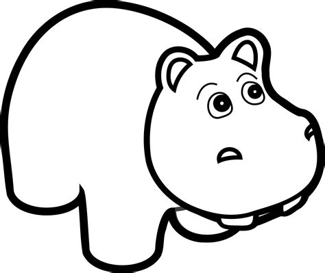 Clipart - Hippo Line Art