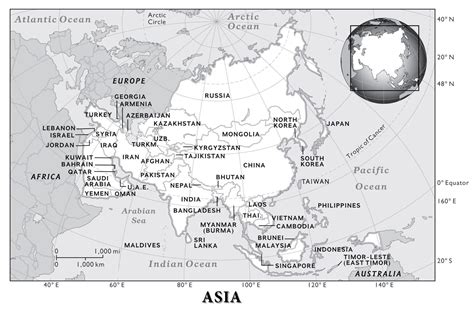 Free Printable Physical Map of Asia in Detailed [PDF]